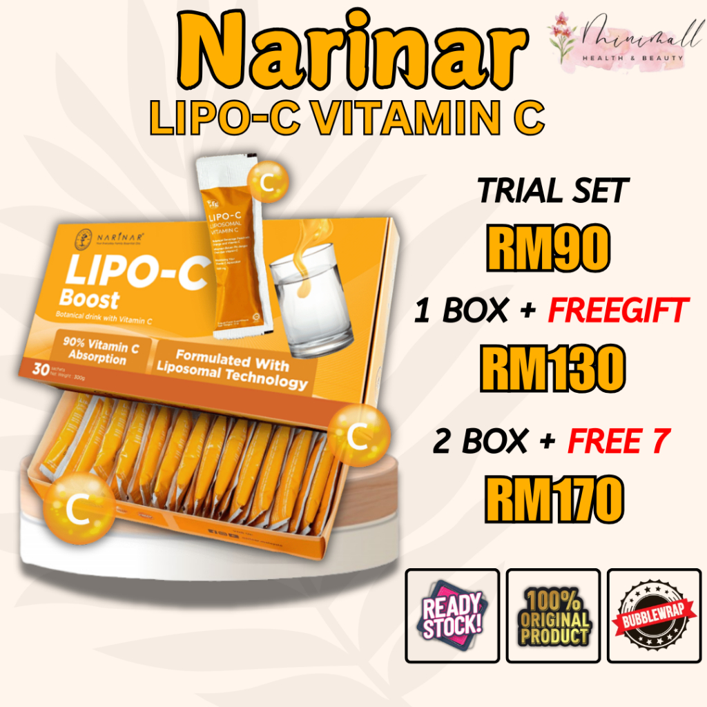 Narinar LIPO C BOOST BOTANICAL VITAMIN C LIPOSOMAL TECHNOLOGY (30 ซอง)