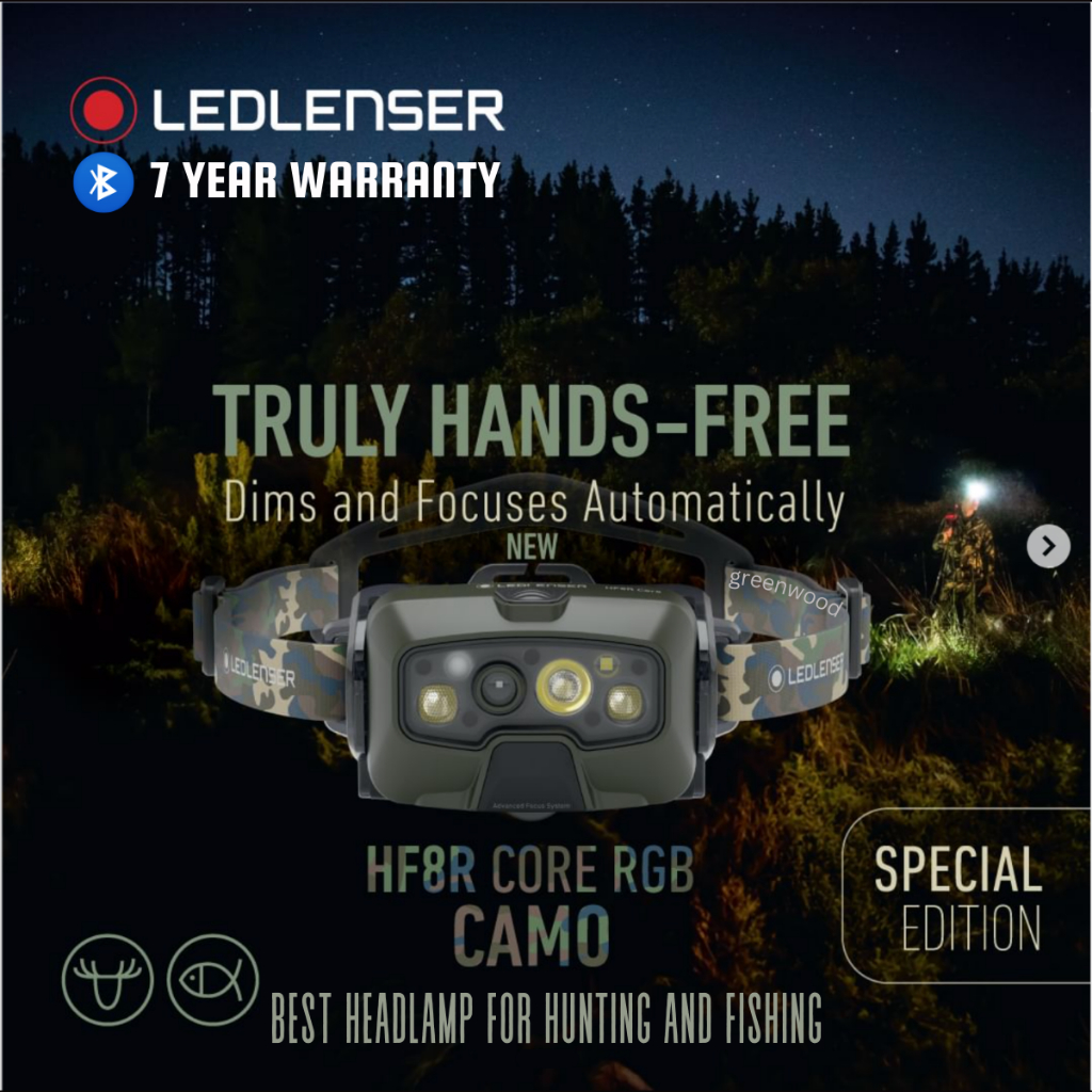 LEDLENSER HF8R CORE RGB BLUETOOTH HEADLAMP 900lm, เพิ่ม 1600lm, ชาร์จใหม่ได้, ลําแสงสีแดงสีฟ้าสีเขีย