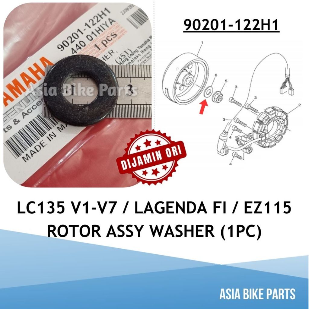 Yamaha LC135 V1 V2 V3 V4 V5 V6 V7 / Lagenda FI / EZ115 Rotor Assy เครื่องซักผ้าแม่เหล็ก - 90201-122H