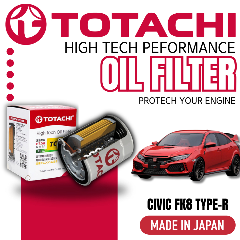 TOTACHI Japan Hight Tech Performance กรองน้ํามัน Civic Fk8 Type R Honda TC-1096