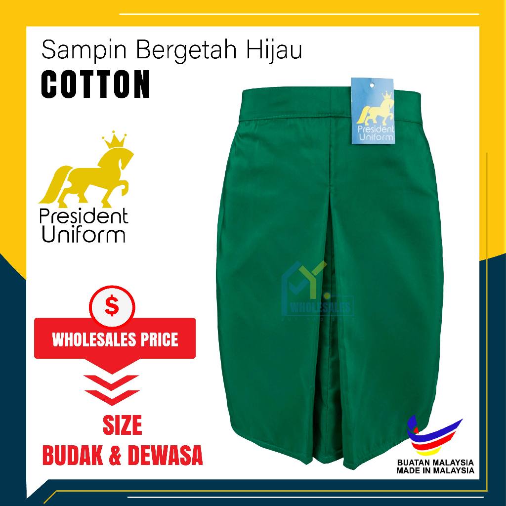 HIJAU SAMPIN GREEN RELIGIOUS SCHOOL COTTON / PT006 - PRESIDENT BRAND SCHOOL CLOTHES