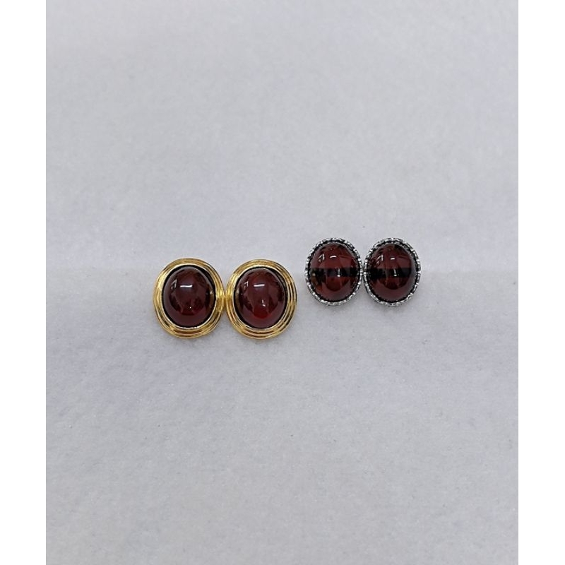 Gmmissy Blood cherry amber silver925 ต่างหู 血调银925耳钉 1194
