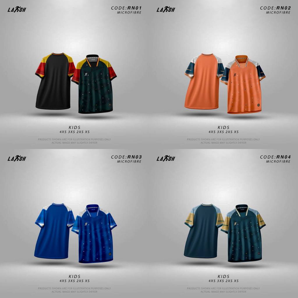 Lakoh Sport RN01-RN04 มินิไมโครไฟเบอร์คอวีเพชรเด็กแขนสั้น Unisex