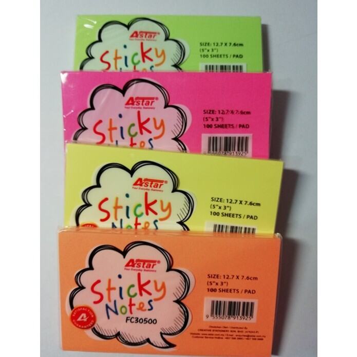 ASTAR Colour Sticky Notes / 便利贴 FC30500 (5"x3") (12.7x7.6cm) (ราคา 1 ชิ้น)