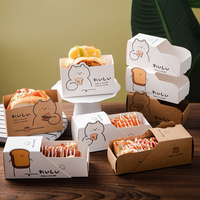 Creative Sandwich Drawer Packing Box Hotdog Box Burger Packing Box Pastry Box ถาดอาหาร Bekas โรตีสํา
