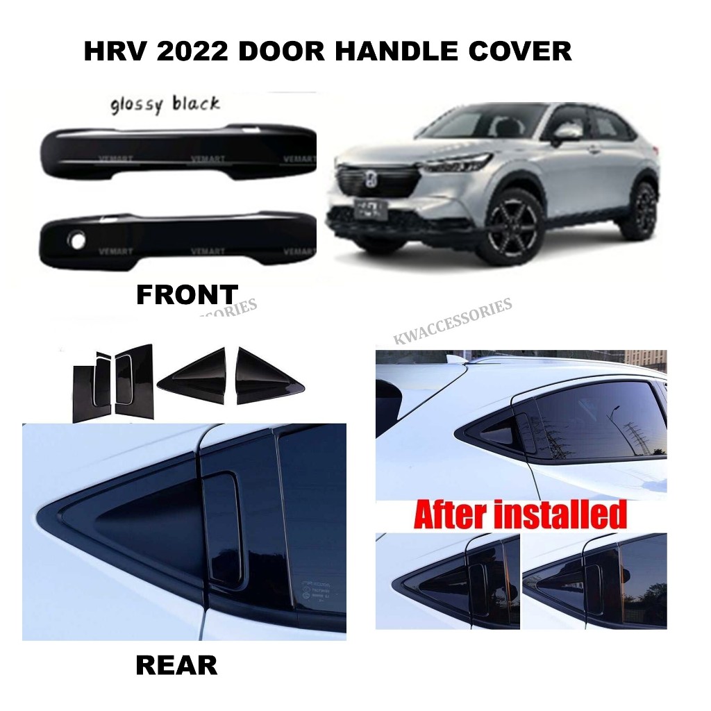 Honda HRV 2022-2025 ฝาครอบมือจับประตูเคลือบเงาสีดําป้องกันประตูสําหรับ HRV ใหม่