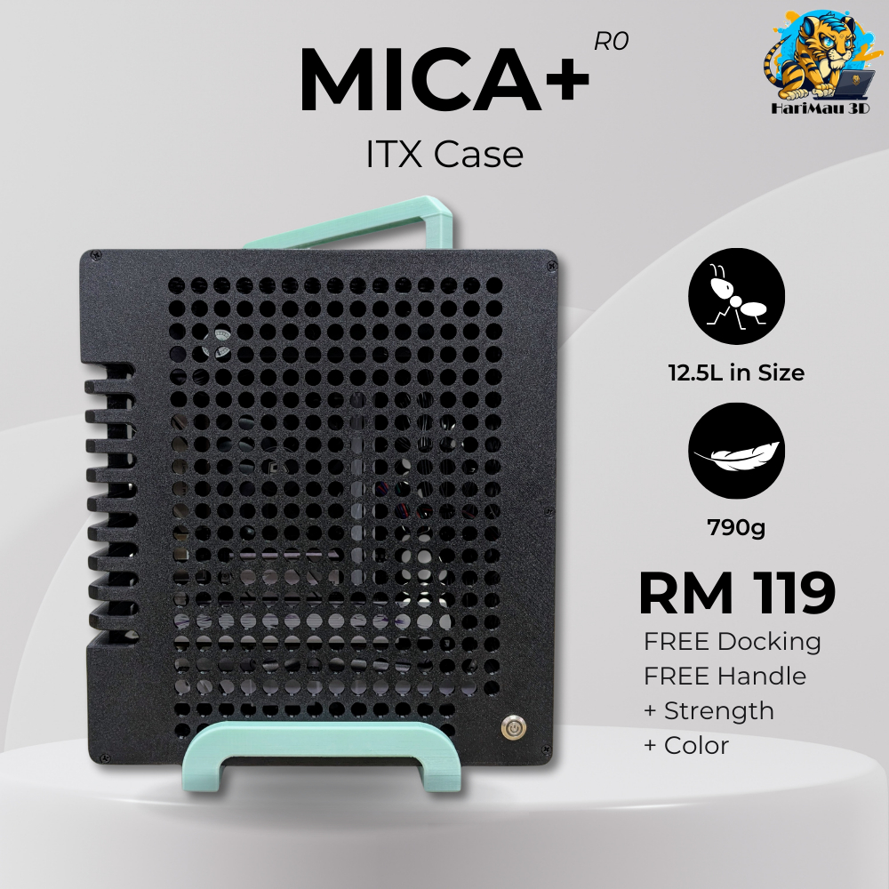 [ Mica+ ] ITX Case Mini ITX Mini Case [ 12.5L / 790g / Portable / Normal GPU / TFX หรือ FLEX 1U PSU 