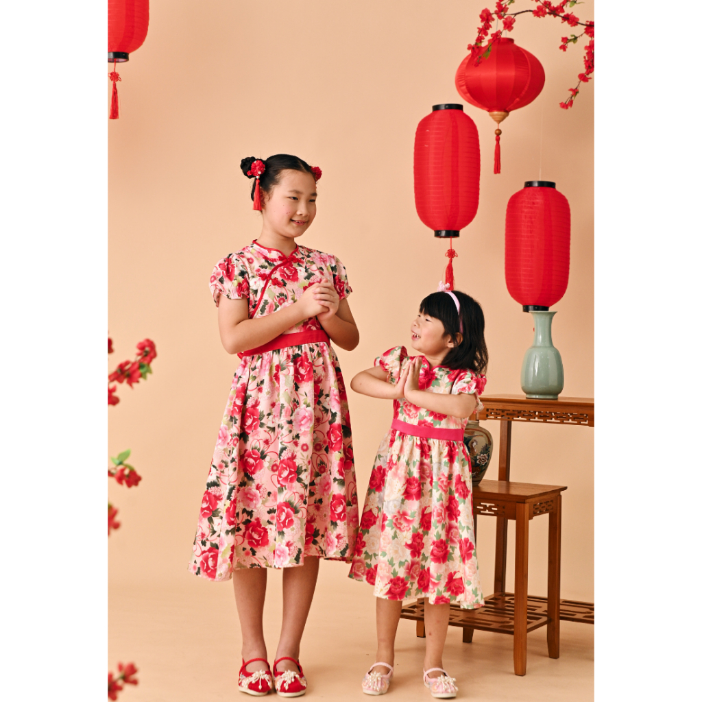 KiwiPadi CNY Qipao/Cheongsam Flare Dress สําหรับทารกและเด็กผู้หญิง