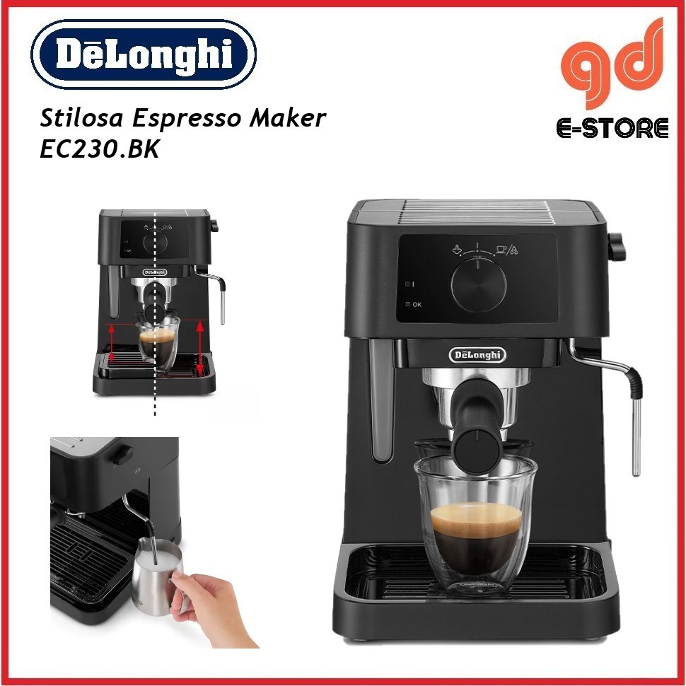 DeLonghi EC230BK เปลี่ยนรุ่น ECP3321 เครื่องชงกาแฟเอสเปรสโซแบบมือหมุน (สีดํา) EC230.บีเค บีเค