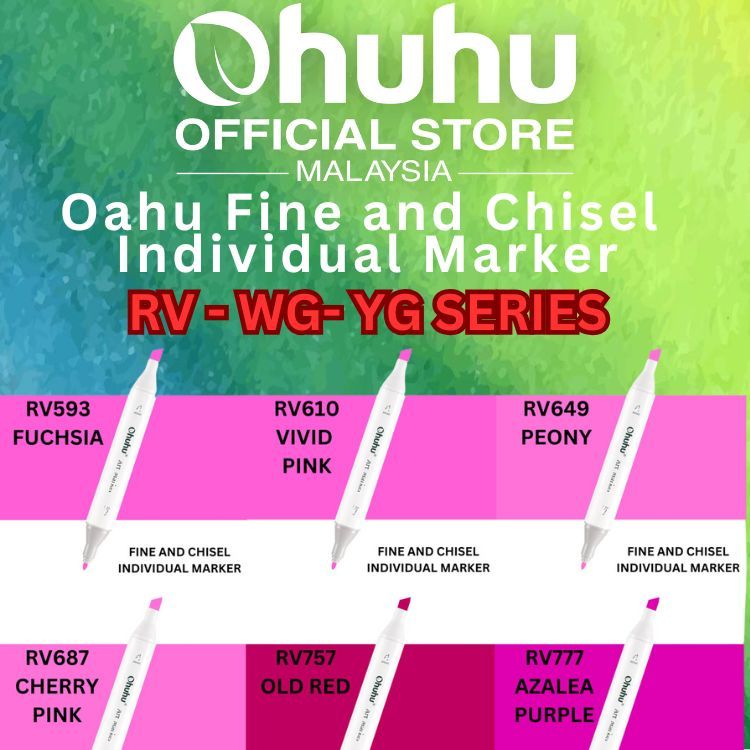 Ohuhu Oahu Series (RV - WG - YG SERIES) ปากกามาร์กเกอร์ส่วนบุคคล Fine & Chisel Professional Marker Group 3