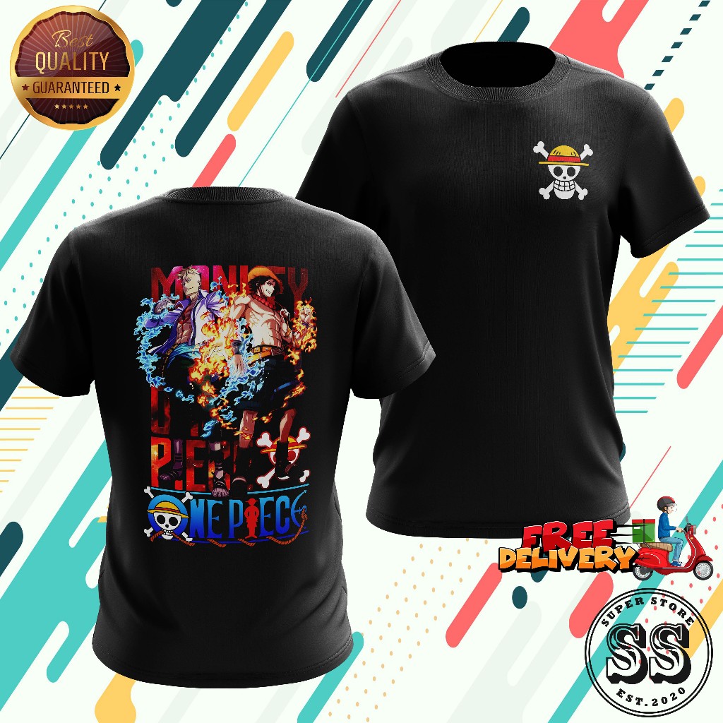 💥ผู้ใหญ่ BAJU พรีเมี่ยมเวอร์💥ANIME ONE PIECE DESIGN 9 TSHIRT DESIGN คุณภาพสูงผ้าฝ้าย UNISEX