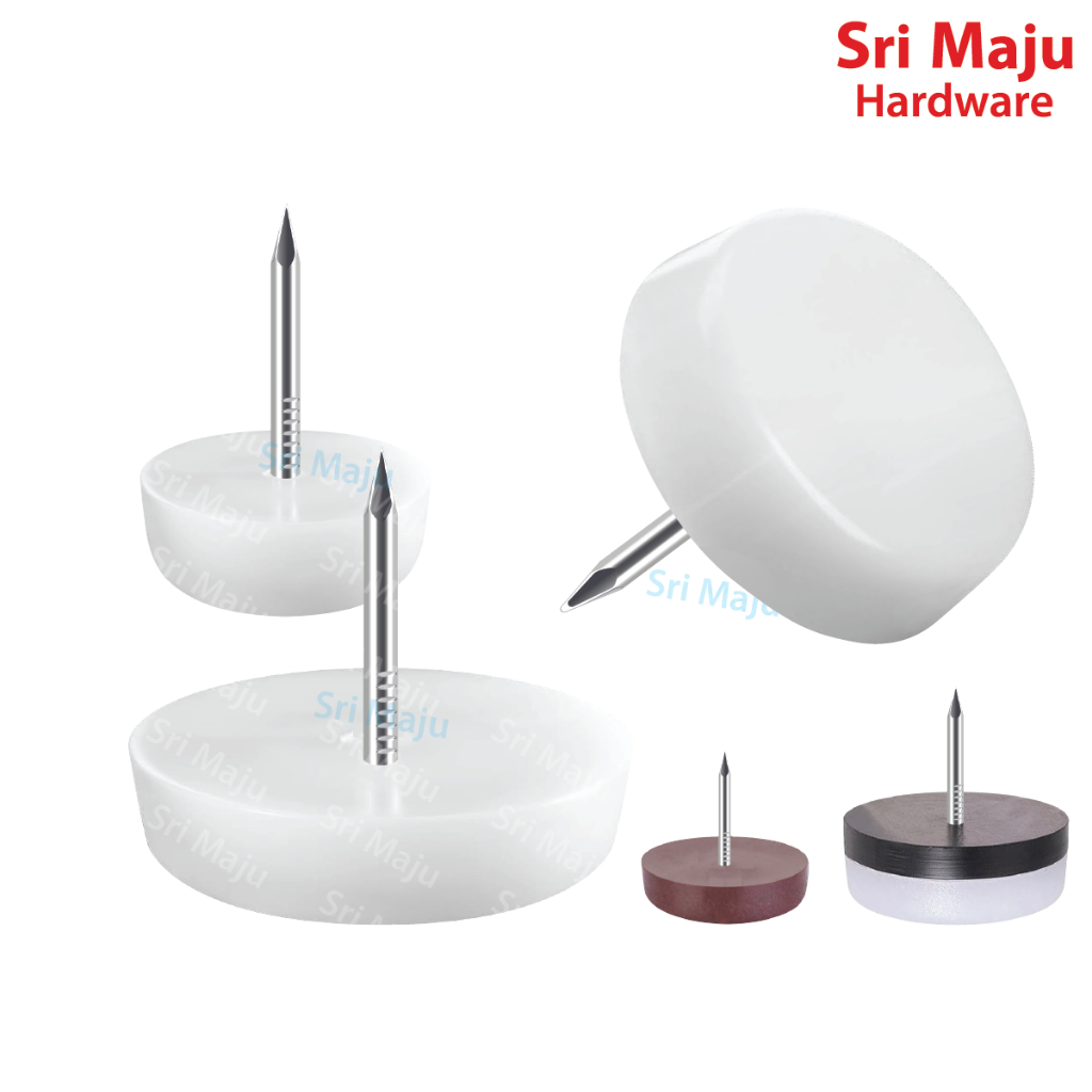 MAJU LN-RW (20) สีขาวพลาสติกขาเล็บ Glide สําหรับโต๊ะไม้เก้าอี้ฟุต Anti Scratch Nail Pad