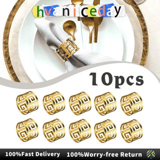 10ชิ้นทองผ้าเช็ดปากแหวนประณีตผ้าเช็ดปากหัวเข็มขัดกลวงออกโลหะ…