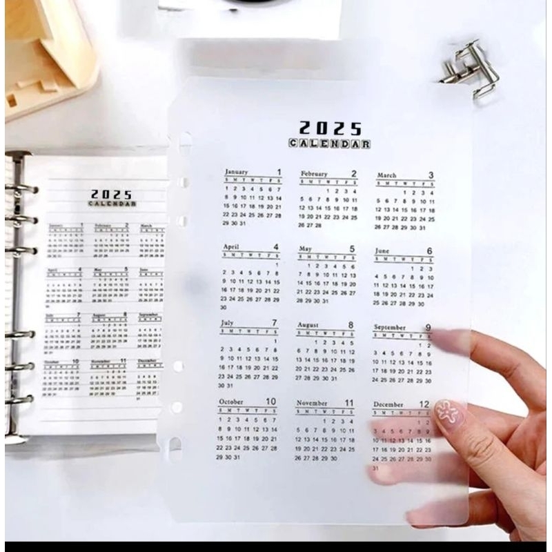 A5/A6 2025 2026 PP CALENDAR สําหรับโน๊ตบุ๊ค 6 แหวน BINDER PLANNER
