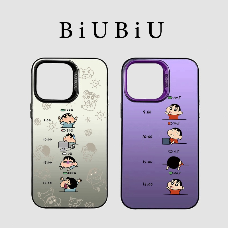 เข้ากันได้กับ iphone 15 Pro Max Casing Crayon Shin-chan Daily Status List 11 12 13 14 Pro 7 8 Plus X