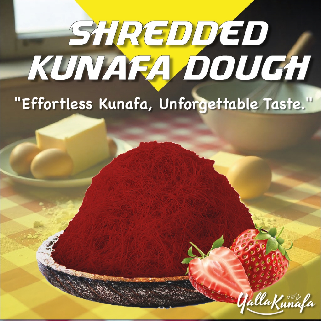 Shredded Kunafa Dough / Pastry / Kataifi Strawberry Shredded Kunafa Dough 500g - 1Kg by Yalla Kunafa