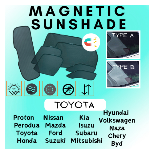 MAGNETIC SUNSHADE MODEL TOYOTA Vios CHR Harrier Fortuner Hilux Revo Hilux Vigo Altis Mark-X Cross Ca