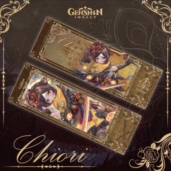 Genshin impact ตั๋วเลเซอร์ Yae Miko Keqing NiLou Yae Miko ชุดที่คั่นหนังสือบาร์ปิดทองสองด้าน