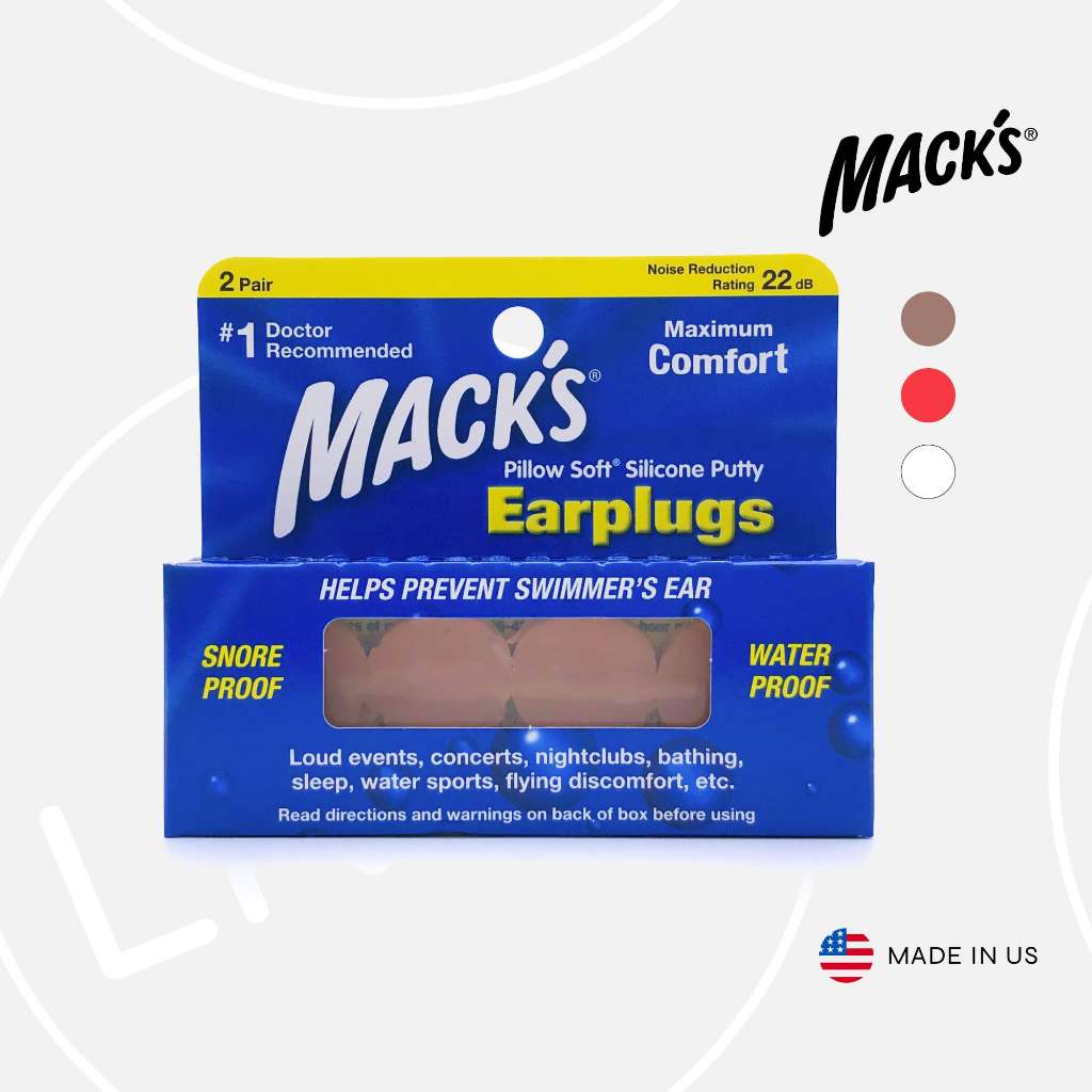 Mack's Pillow Soft Silicone Putty Earplugs, 2 Pair Beige | Ear Plugs For Sleeping Penutup Telinga 耳塞