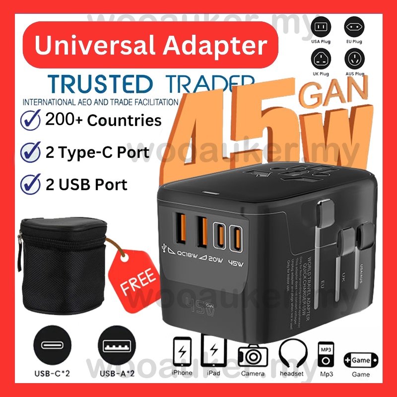 45W Universal Adapter Universal Travel Adapter Charger International Adapter Charger Plug 插