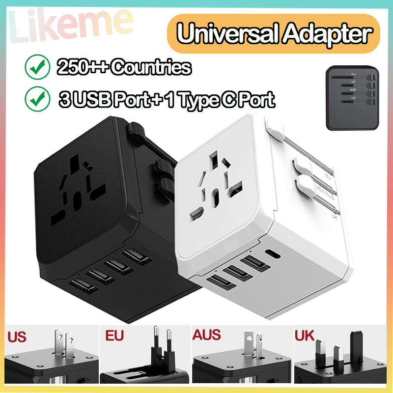 Universal Adapter Travel Charger International Adapter Charger Plug Usb + Type C สําหรับ Internation