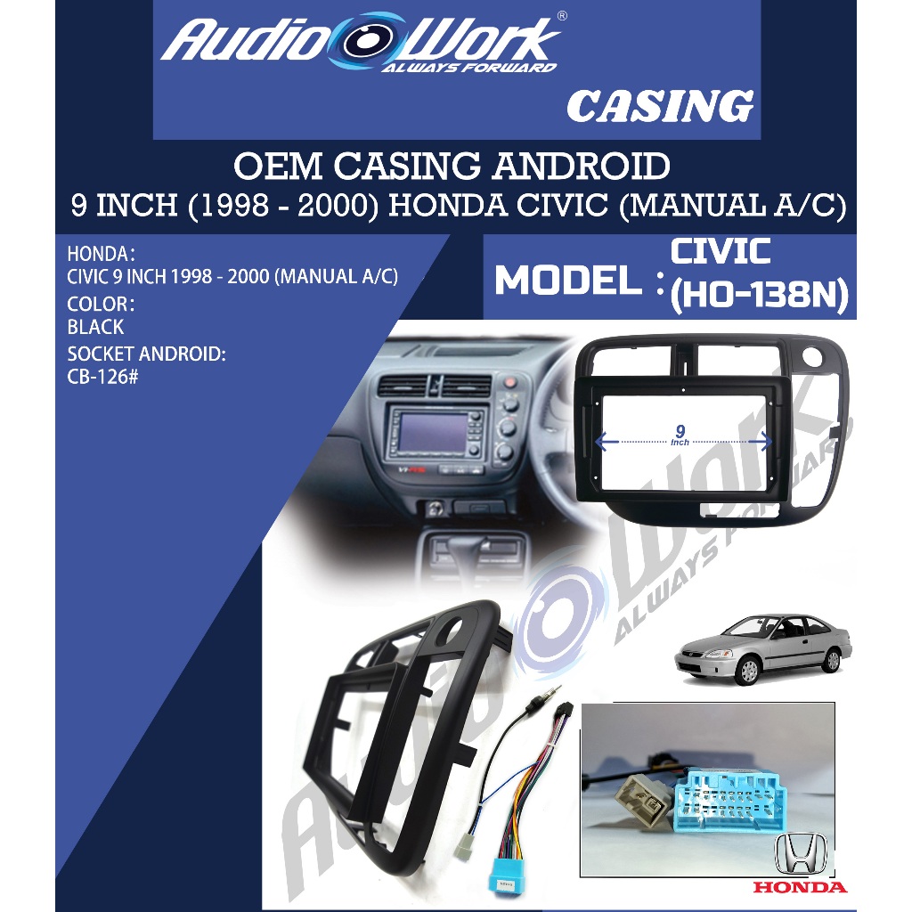 HONDA CIVIC VI-RS 1998-2000 9 นิ้ว สําหรับปลอกเครื่องเล่น Android HO-138N