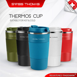 SwissThomas SS304 Thermos Coffee Cup Mug Leak-Proof Non-Slip Car Flask Hot Water Cold Drink Travel Thermos Cup Tumbler