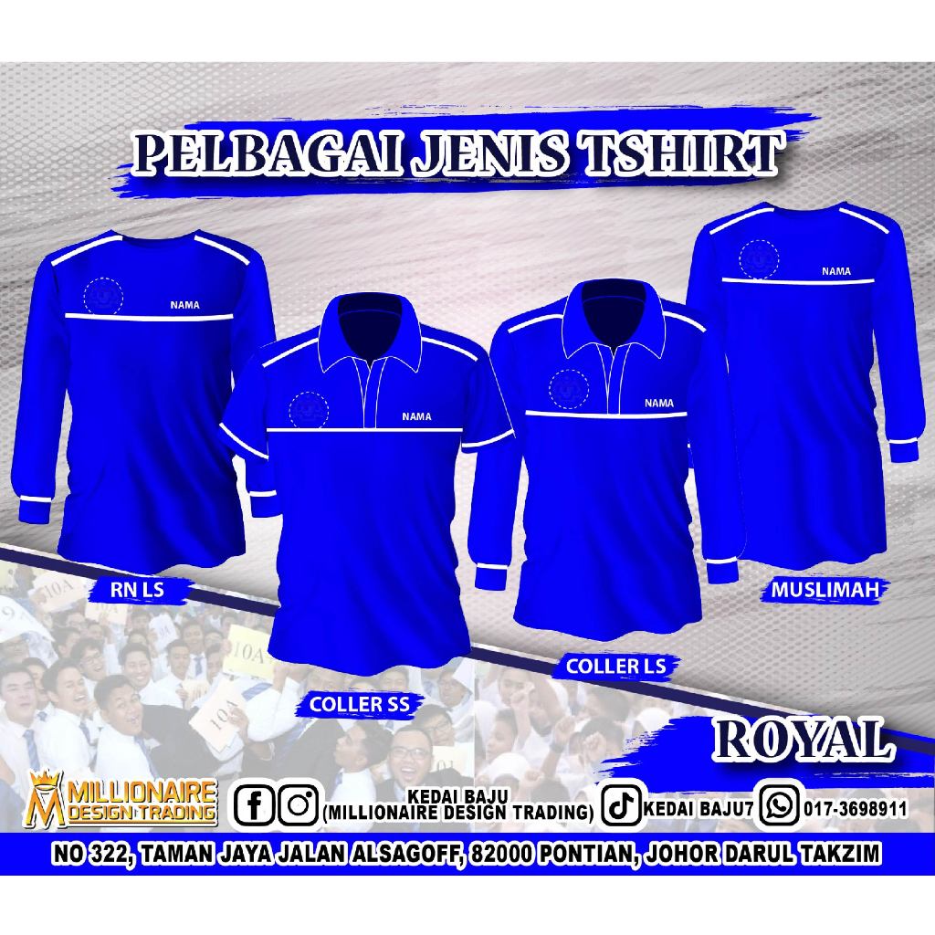 เสื้อยืด KPM ROYAL Baju KPM ROYAL MUSLIMAH COLLER Lelaki & Wanita KPM ชุดทํางาน MIKROFIBER XS-8XL ST