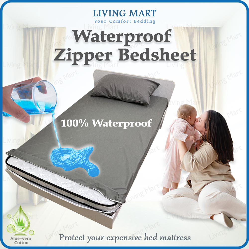 กันน้ําซิปผ้าปูที่นอน-โรงพยาบาลที่นอนprotector Sarung Berzip Kalis Air Kencing CadarซิปAlas Tilam 防水ชิ้นเดียว