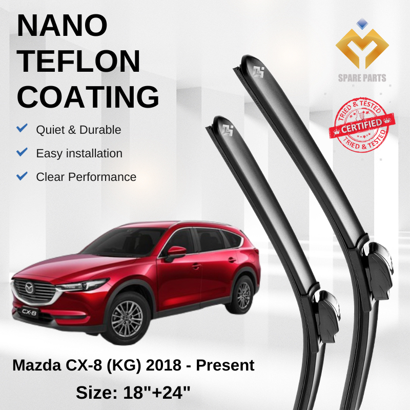 Mazda CX8 2018 Premium Japan Tech Car Wiper Blades 18+24 Type 12 Streak-Free ทนทาน ติดตั้งง่าย +