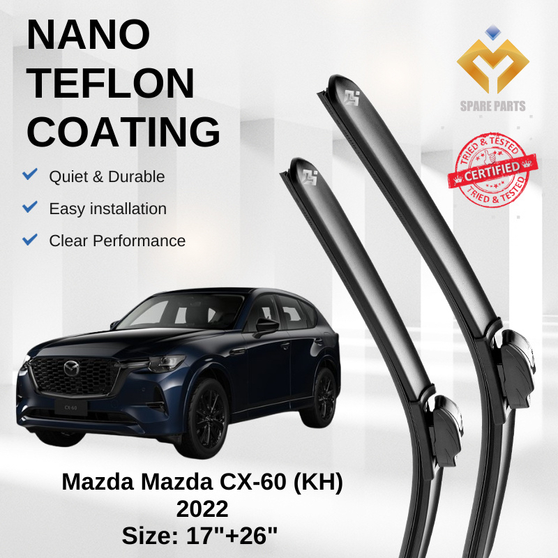 Mazda CX-60(KH) ใบปัดน้ําฝนรถยนต์ Premium Japan Tech 17+26 Streak-Free ทนทาน ติดตั้งง่าย + ฟรีผ้า Mi
