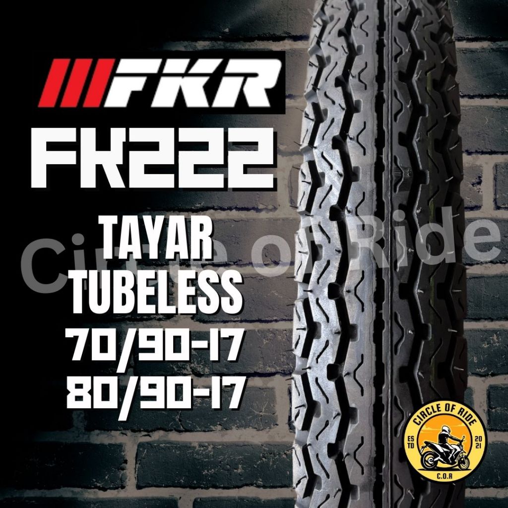 [2026] FKR FK222 Tayar Tubeless 70/90-17 80/90-17 (TT DUNLOP)