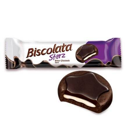 BISCOLATA STARZ dark , Bitter Chocolate Coated Biscuit Milk cream 88g { 1PC , 3PCS , 6PCS } ช็อกโกแล