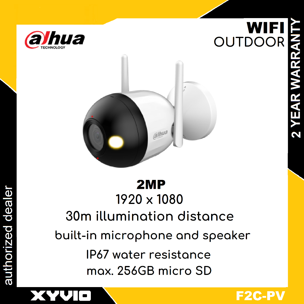 DAHUA กล้อง WIFI F2C-PV 2MP 1920 x 1080 กล้องเครือข่าย Wi-Fi แบบโฟกัสคงที่ (F2C-PV/ F4C-PV)