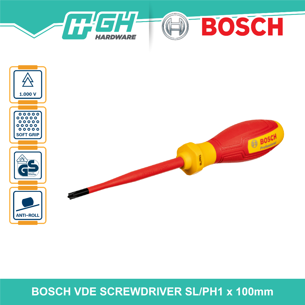 [ GH HARDWARE ] ไขควง BOSCH ฉนวน (VDE) SL/PH ( SL/PH1 , SL/PH2 )