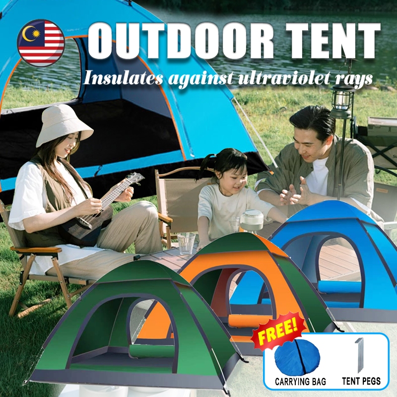 Khemah เต็นท์แคมป์ปิ้ง 3/4 คน เต็นท์ป๊อปอัพเปิดอัตโนมัติ เต็นท์กันน้ํา Camping & Hiking Khemah 外户 กา