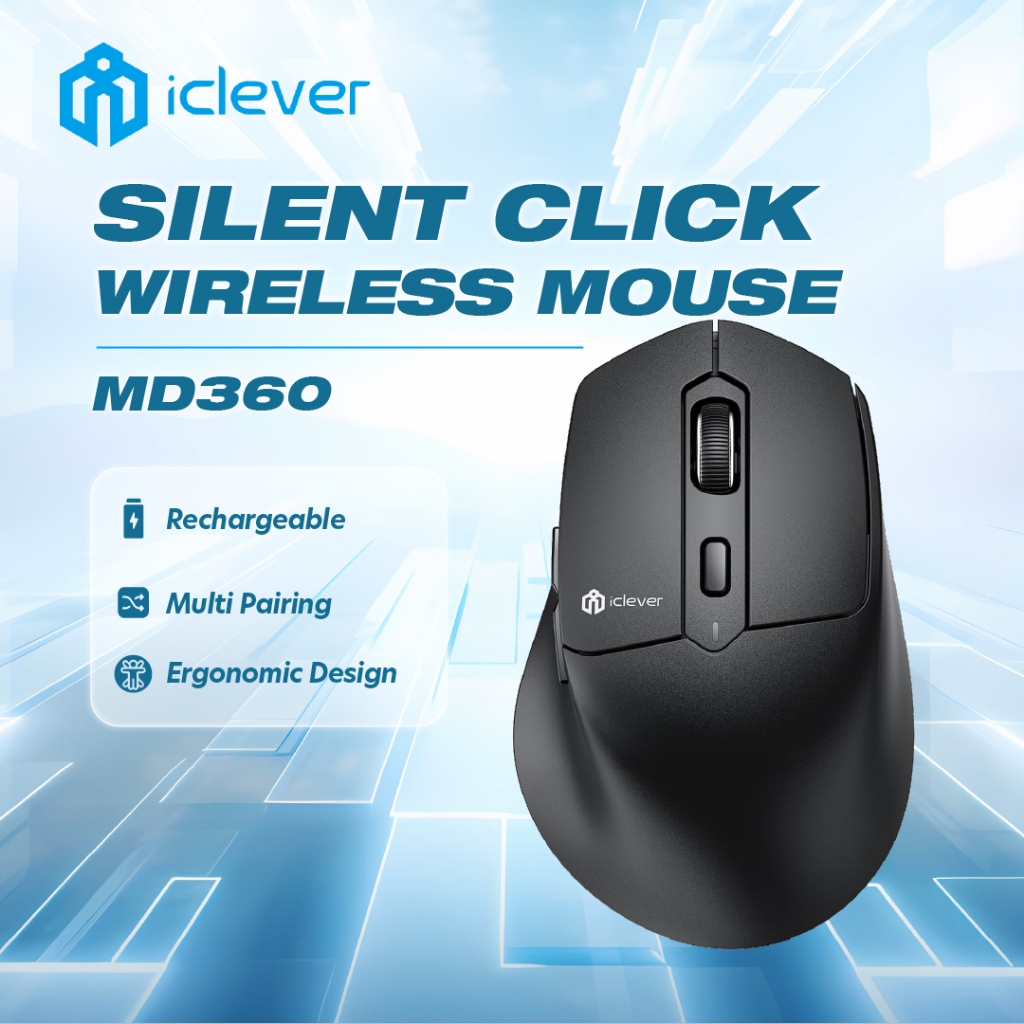IClever Mouse MD360 Type C เมาส์บลูทูธไร้สายแบบชาร์จไฟได้ โหมดคู่ บลูทูธ + USB 2.4G