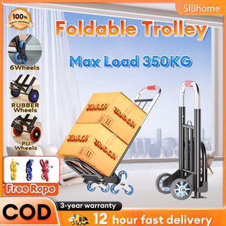 Trolley Foldable Hand Truck 6 Wheels Climb Stairs Troli Barang Heavy Duty Multipurpose Shopping Cart