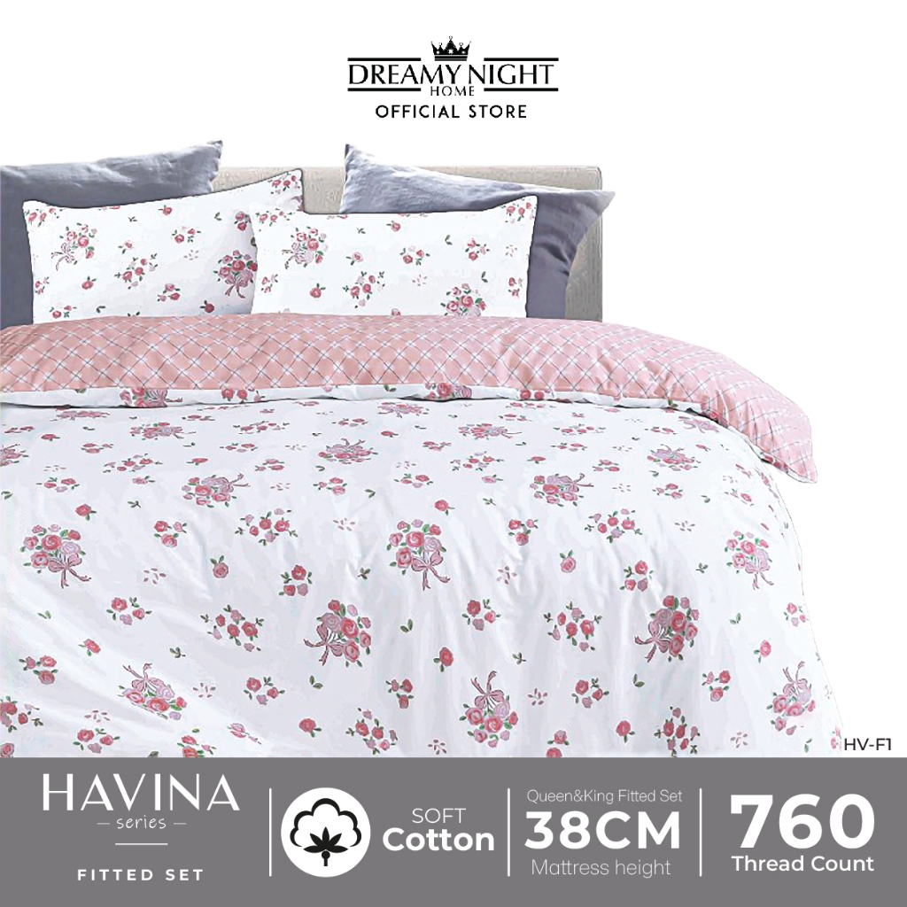 Dreamynight Home Havina 760TC  อุดมไปด้วยฝ้าย ชุดผ้าปูที่นอน | 4 ชิ้น