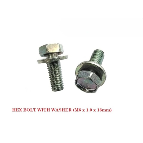 BOLT HEX WITH WASHER (M6 X 1.0 X 16mm)