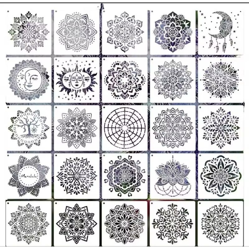 ที64. (25 DESIGNS) MANDALA 2 TEMPLATE STENCIL DRAWING