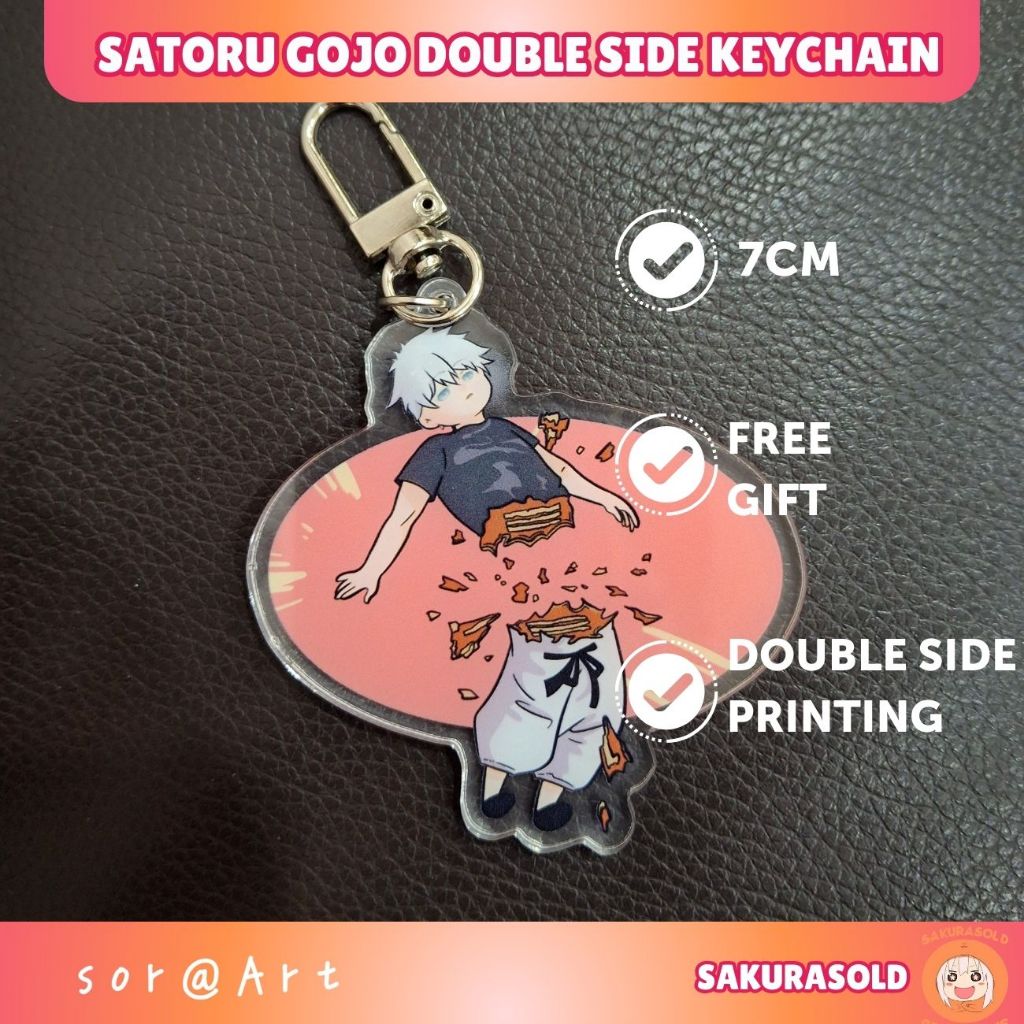 Jujutsu Kaisen พวงกุญแจ Satoru Gojo พวงกุญแจ Jujutsu Gojo สองชั้นพวงกุญแจอะคริลิคอุปกรณ์เสริม