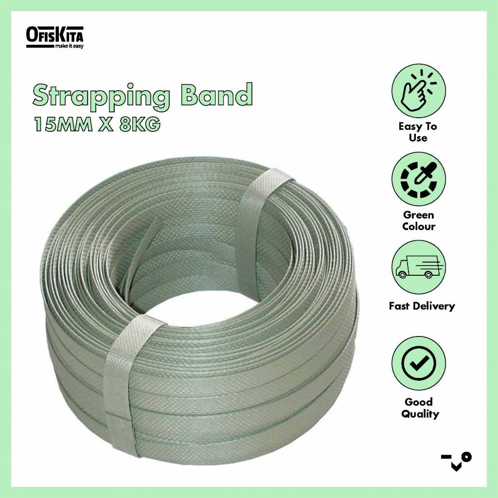 Packing Belt / PP Strapped Band / PVC PACKING BELT 15mm x 8KG (1Roll) สําหรับเครื่องรัดอัตโนมัติใช้ 