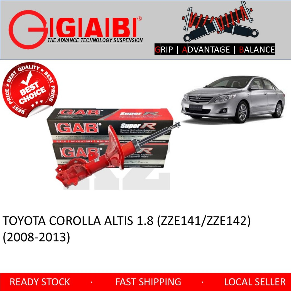 100% GAB HEAVY DUTY SUPER R FRONT / REAR ABSORBER - TOYOTA COROLLA ALTIS 1.8 (ZZE141/ZZE142) (2008-2