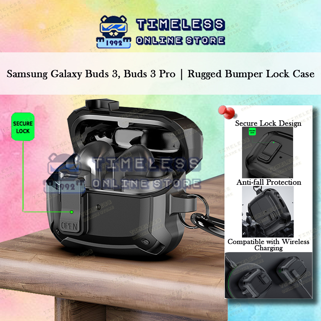 เคส Samsung Galaxy Buds 3, 3 Pro, เคสป้องกันกันชนที่ทนทาน, พร้อมฝาครอบล็อคที่ปลอดภัยสําหรับหูฟัง Bud