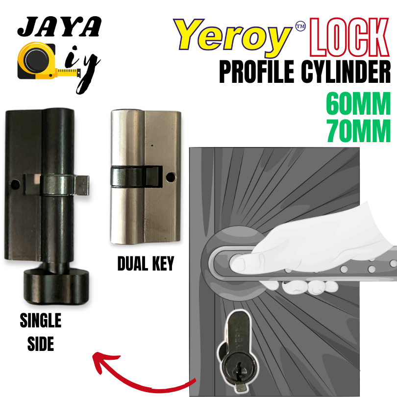 [HEAVY DUYT] YEROY (60MM / 70MM) ล็อคประตูอลูมิเนียมคู่ (SN / BH) pintu mortise jaya diy