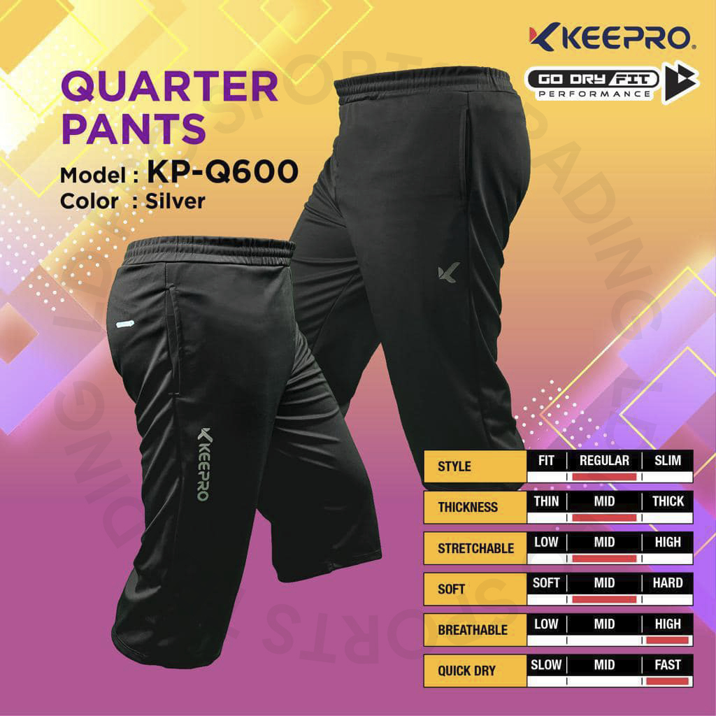 KEEPRO Pant 3/4 KP-Q600 สีดํา สีเงิน