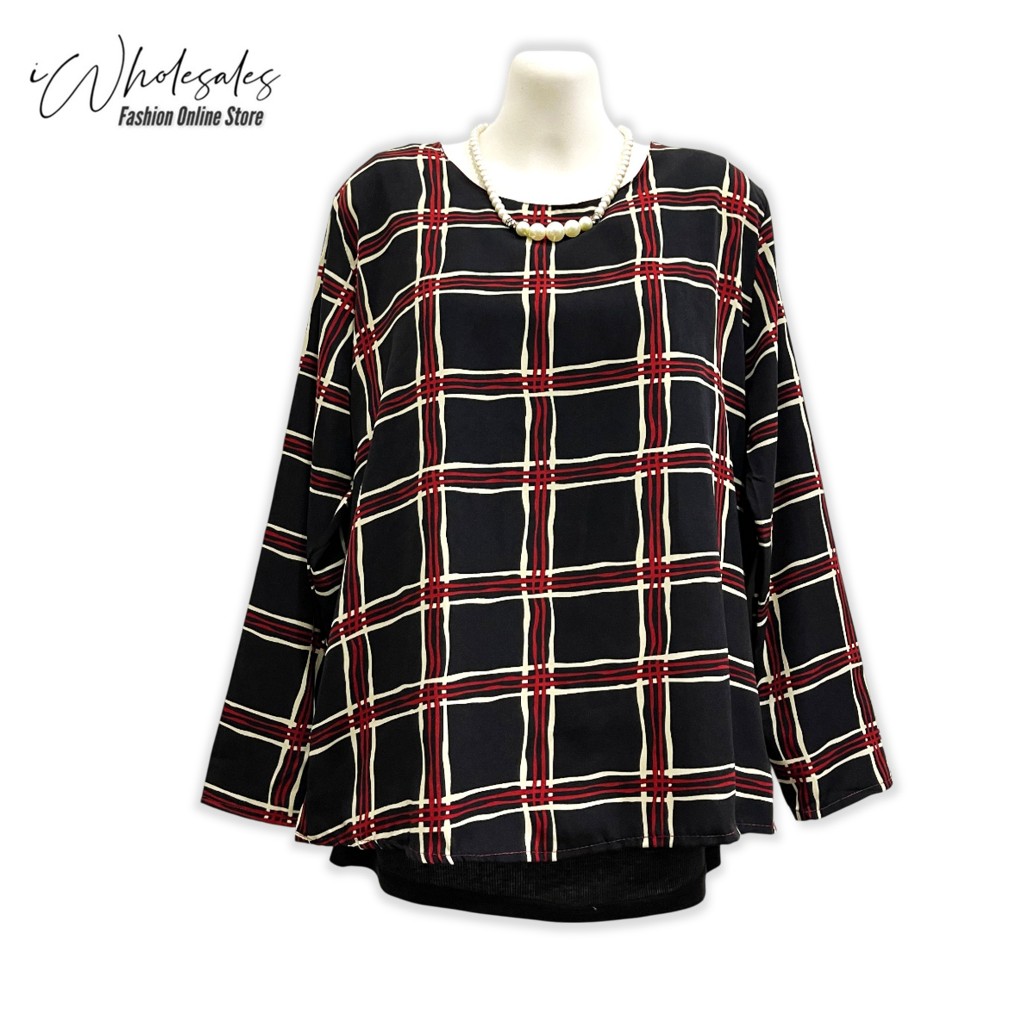 ผู้หญิงลําลองรอบคอแขนยาว OOTD Checker พิมพ์ ZARA เสื้อ