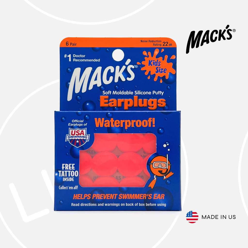 Macks Soft Moldable Silicone Putty Earplugs ขนาดเด็ก 6 คู่ | ปลั๊กอุดหูสําหรับเด็กทารก Penutup Telin