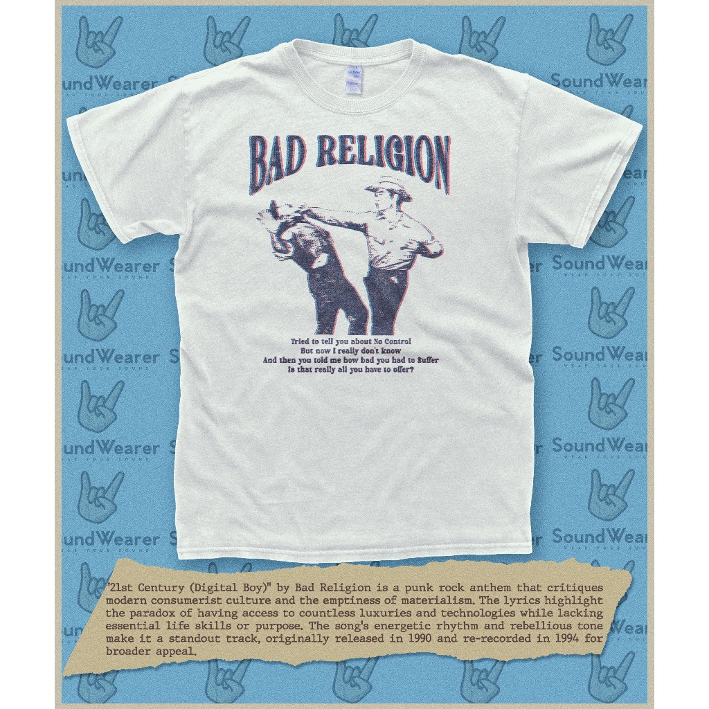 Bad Religion 1990 21 Century (Digital Boy) Punk Rock Band TShirt